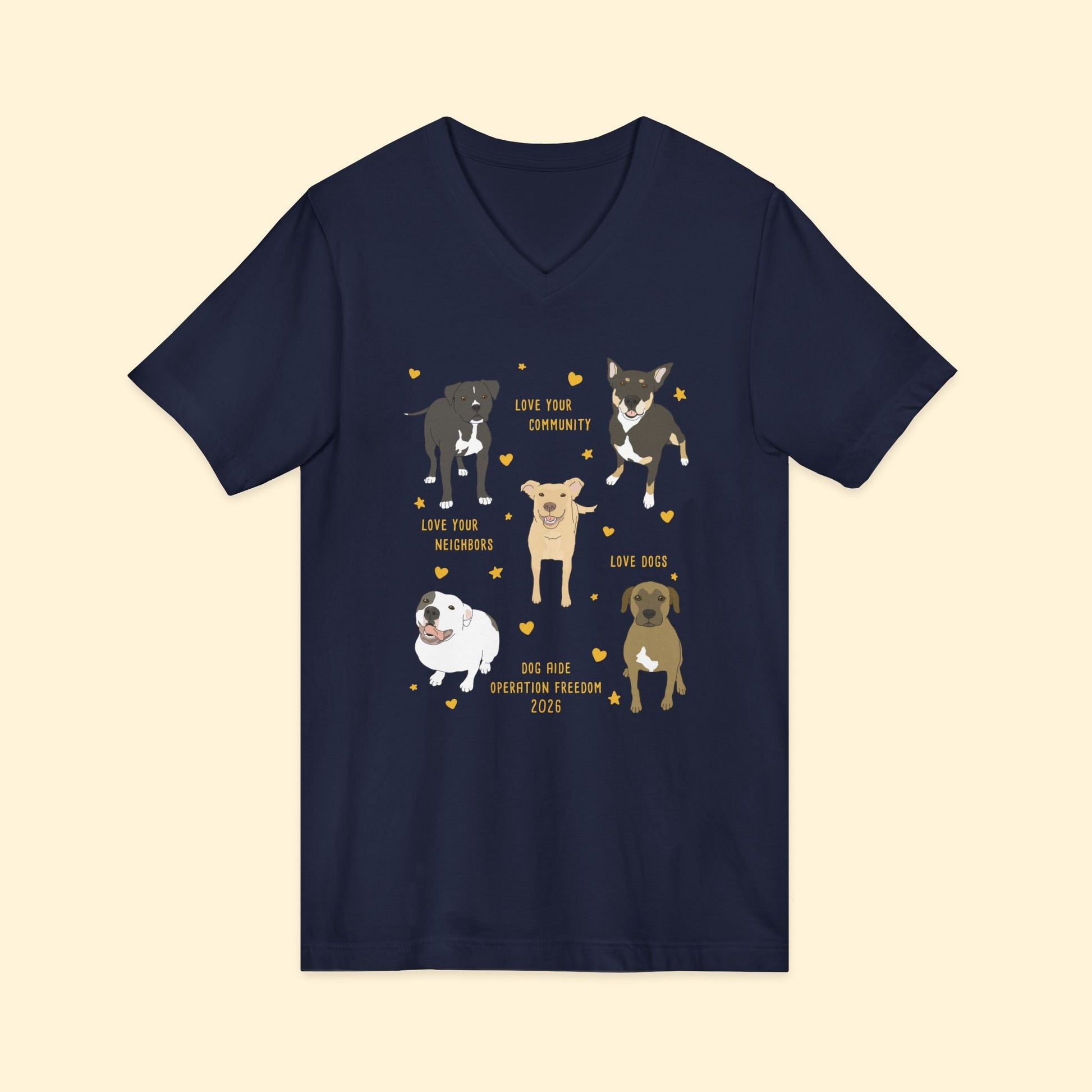 Unisex V-Neck Tee | FUNDRAISER | Dog Aide | Operation Freedom 2026 - Detezi Designs-59437324941669208781