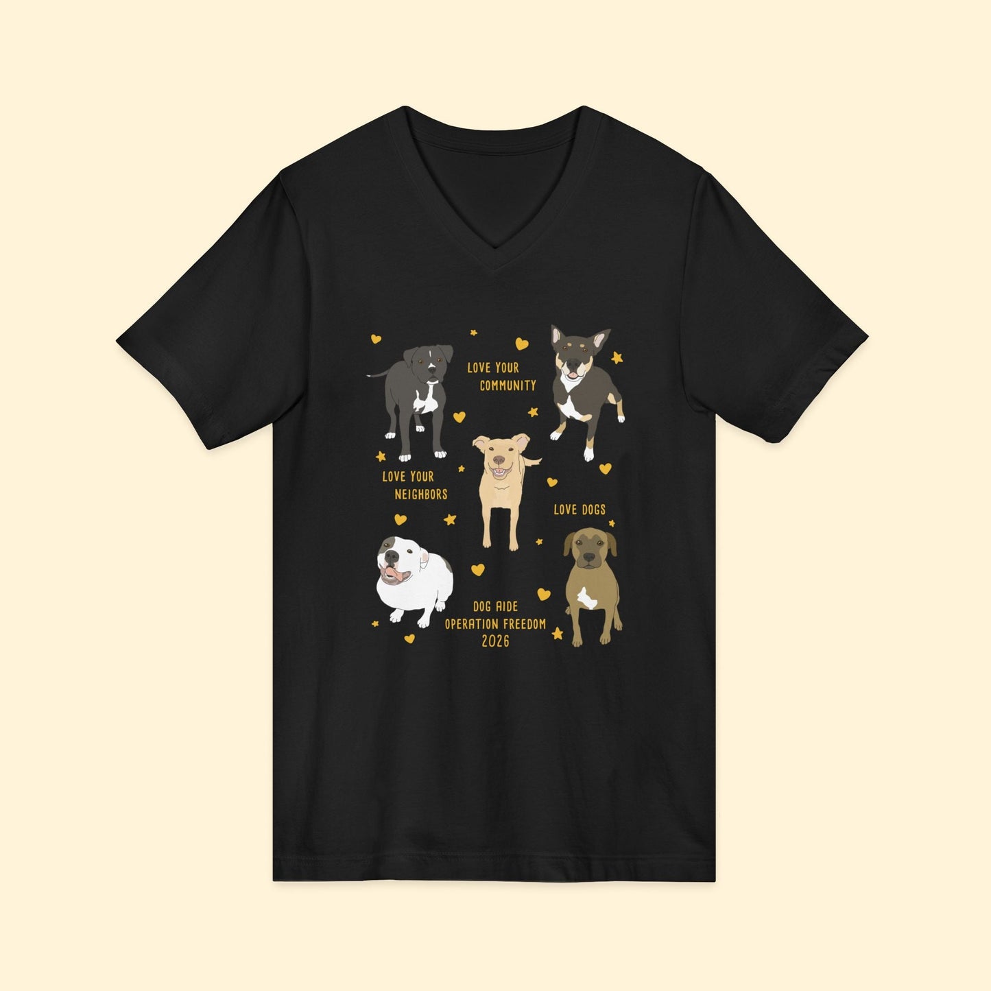 Unisex V-Neck Tee | FUNDRAISER | Dog Aide | Operation Freedom 2026 - Detezi Designs-73852690747665118199