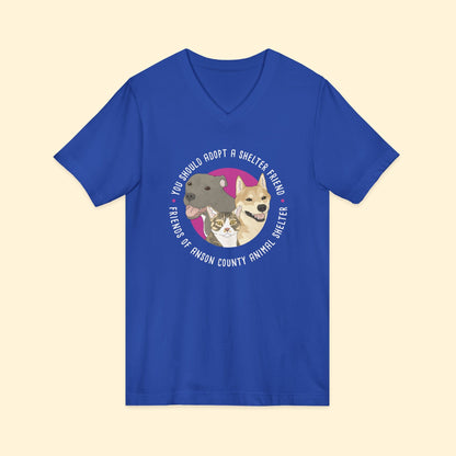 Unisex V - Neck Tee | FUNDRAISER | Friends of Anson County Animal Shelter - Detezi Designs - 19212762788206932527