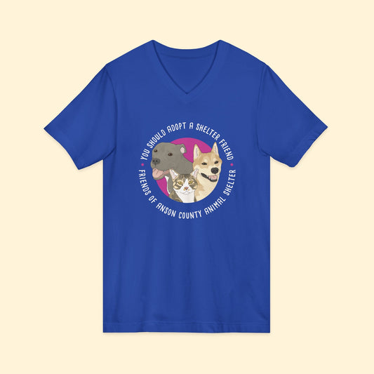 Unisex V - Neck Tee | FUNDRAISER | Friends of Anson County Animal Shelter - Detezi Designs - 19212762788206932527