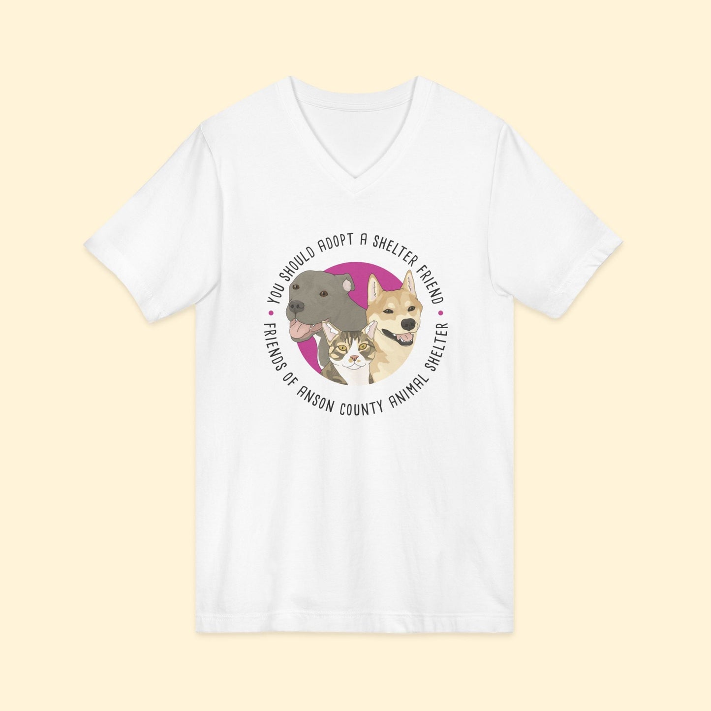 Unisex V - Neck Tee | FUNDRAISER | Friends of Anson County Animal Shelter - Detezi Designs - 19731112982785281828