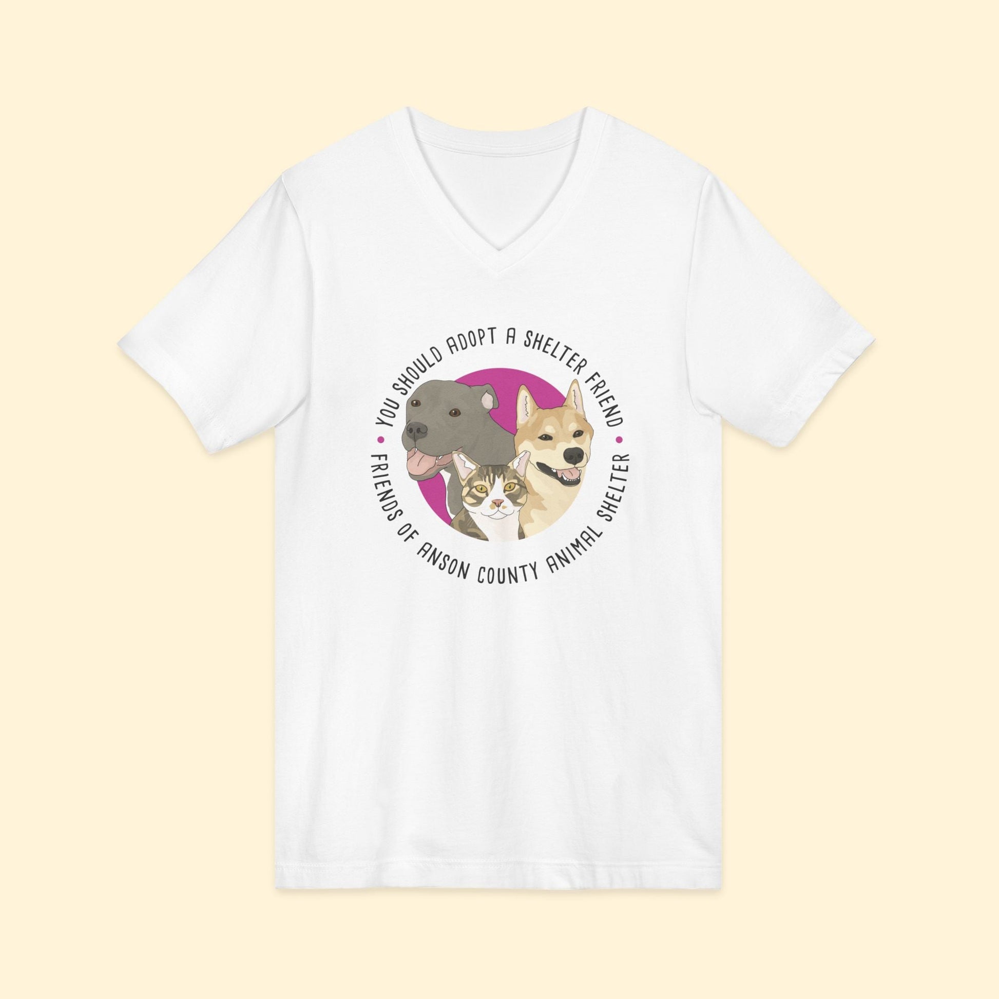 Unisex V - Neck Tee | FUNDRAISER | Friends of Anson County Animal Shelter - Detezi Designs - 19731112982785281828