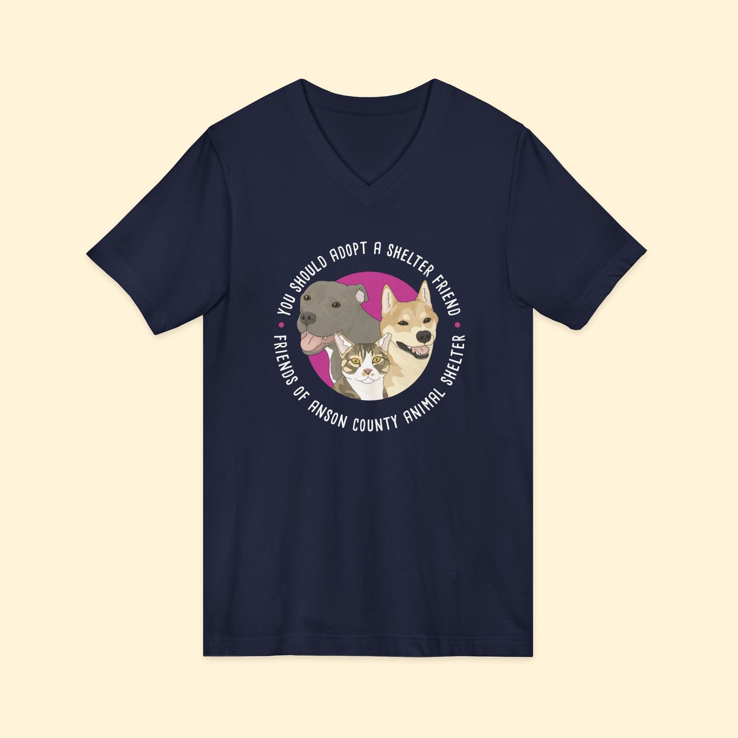 Unisex V - Neck Tee | FUNDRAISER | Friends of Anson County Animal Shelter - Detezi Designs - 19834873860652808426