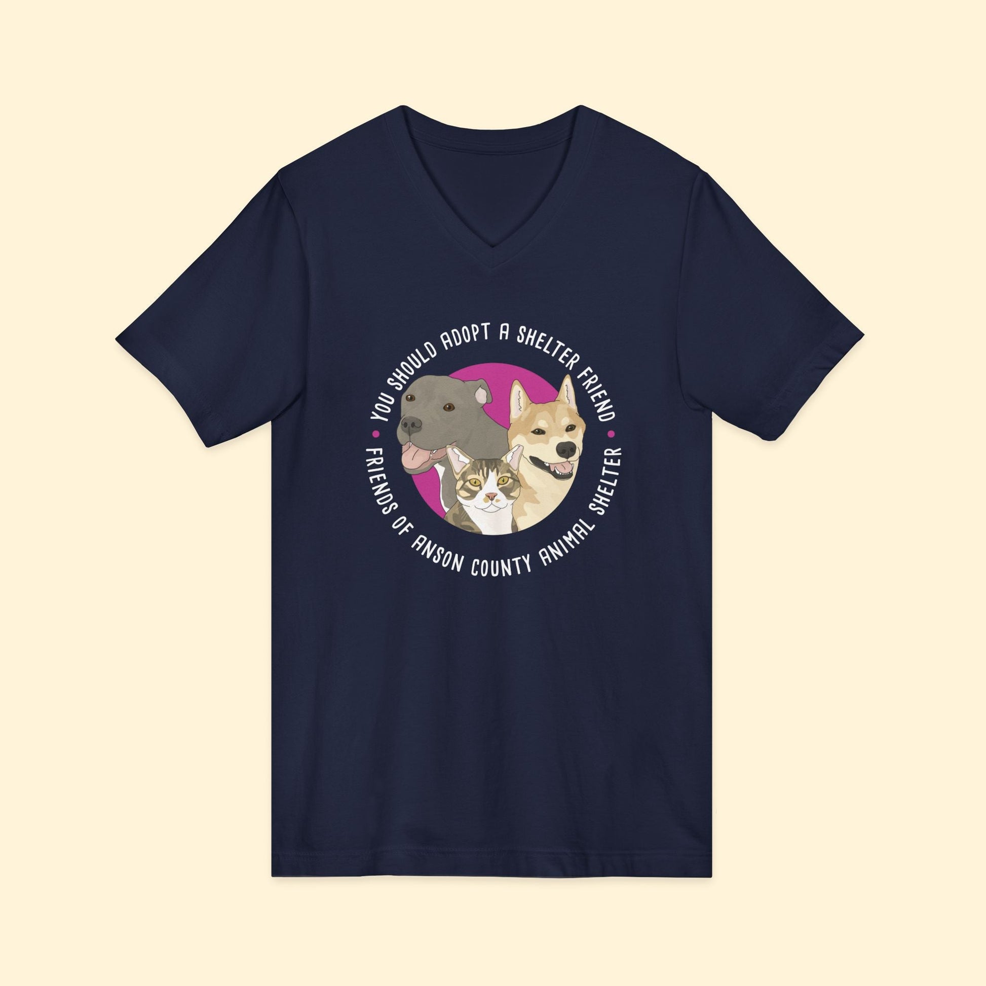 Unisex V - Neck Tee | FUNDRAISER | Friends of Anson County Animal Shelter - Detezi Designs - 19834873860652808426