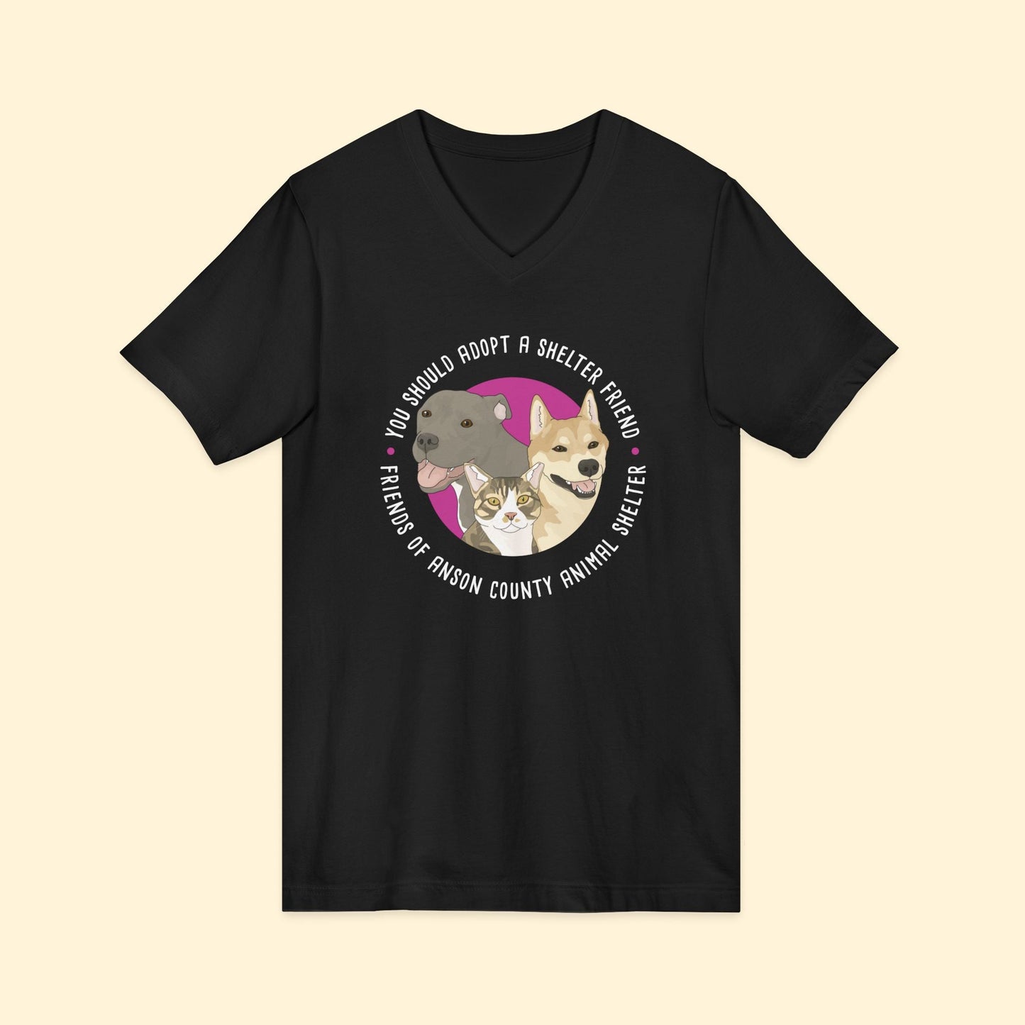 Unisex V - Neck Tee | FUNDRAISER | Friends of Anson County Animal Shelter - Detezi Designs - 42994474560186060167