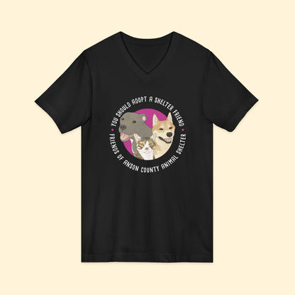 Unisex V - Neck Tee | FUNDRAISER | Friends of Anson County Animal Shelter - Detezi Designs - 42994474560186060167