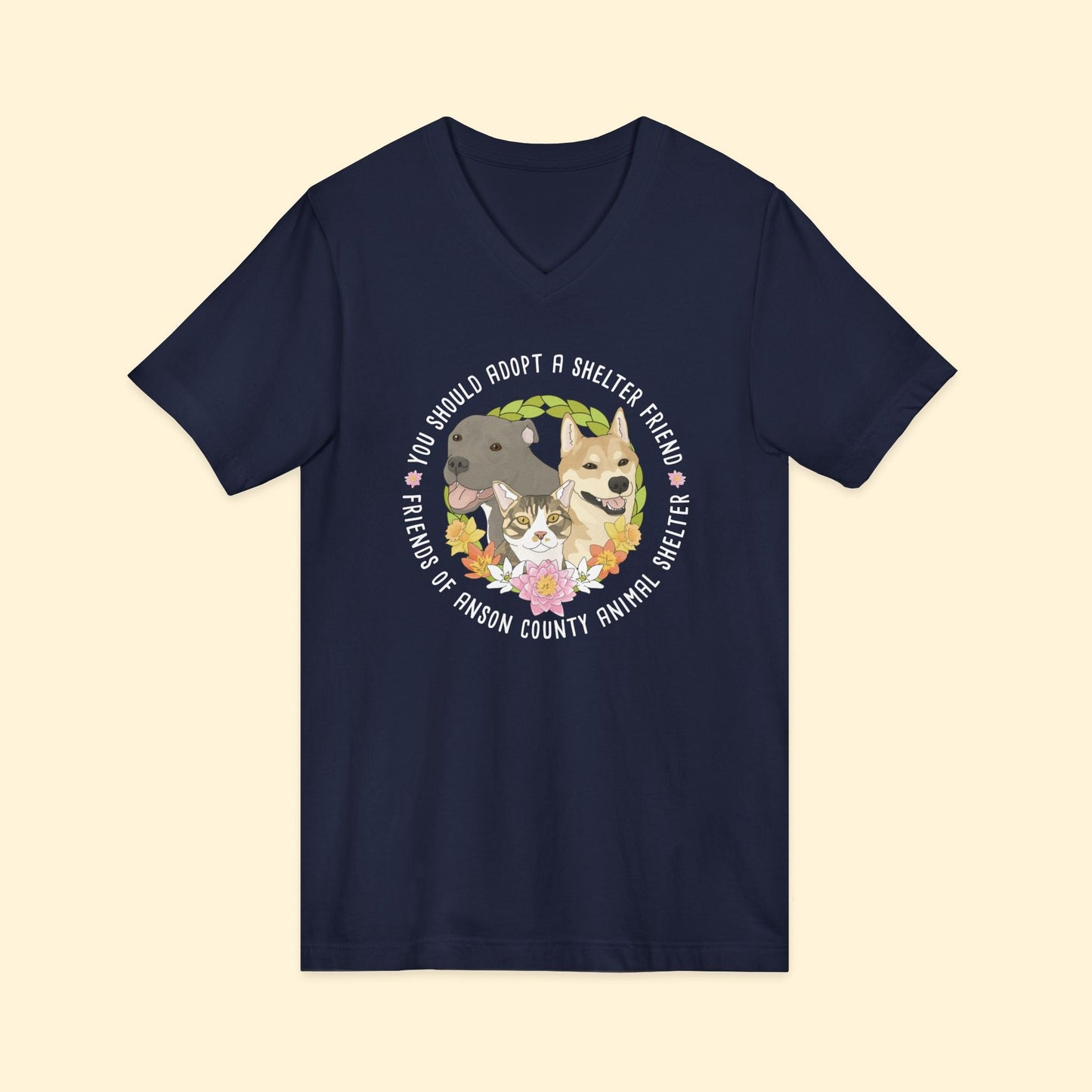 Unisex V - Neck Tee | FUNDRAISER | Friends of Anson County Animal Shelter | Spring - Detezi Designs - 12655471092191531530