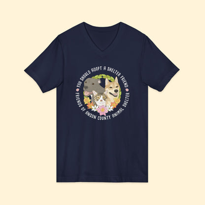 Unisex V - Neck Tee | FUNDRAISER | Friends of Anson County Animal Shelter | Spring - Detezi Designs - 12655471092191531530