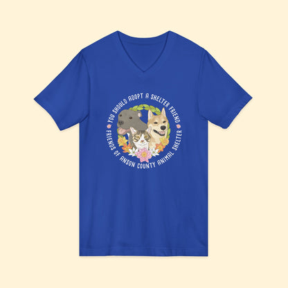 Unisex V - Neck Tee | FUNDRAISER | Friends of Anson County Animal Shelter | Spring - Detezi Designs - 12861055367168772219