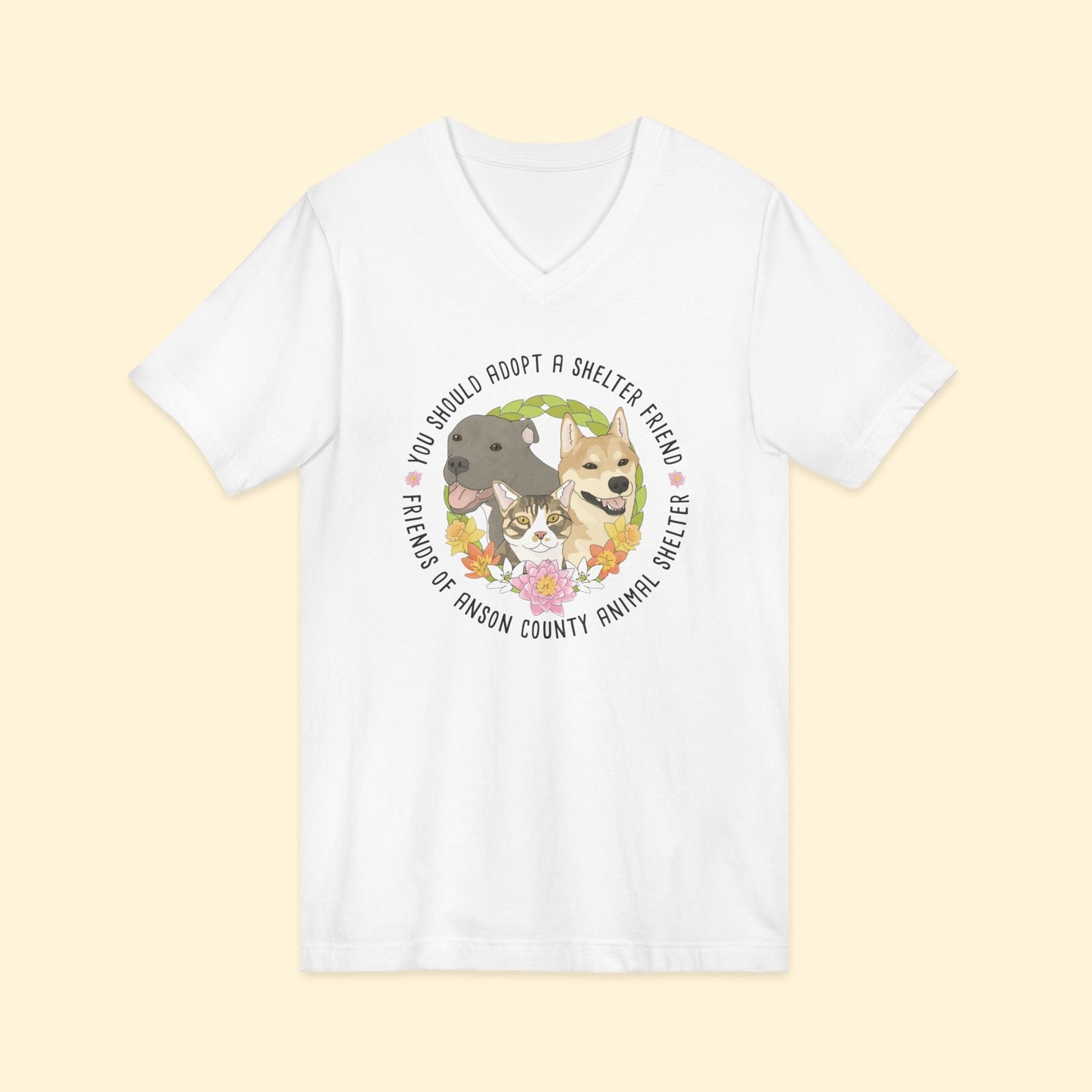 Unisex V - Neck Tee | FUNDRAISER | Friends of Anson County Animal Shelter | Spring - Detezi Designs - 24473085594149544246