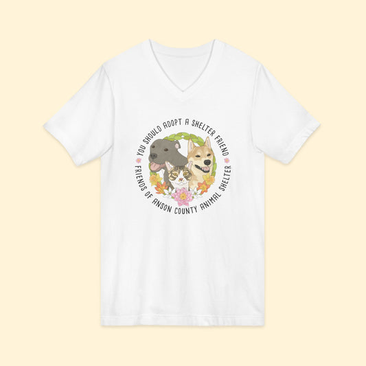 Unisex V - Neck Tee | FUNDRAISER | Friends of Anson County Animal Shelter | Spring - Detezi Designs - 24473085594149544246