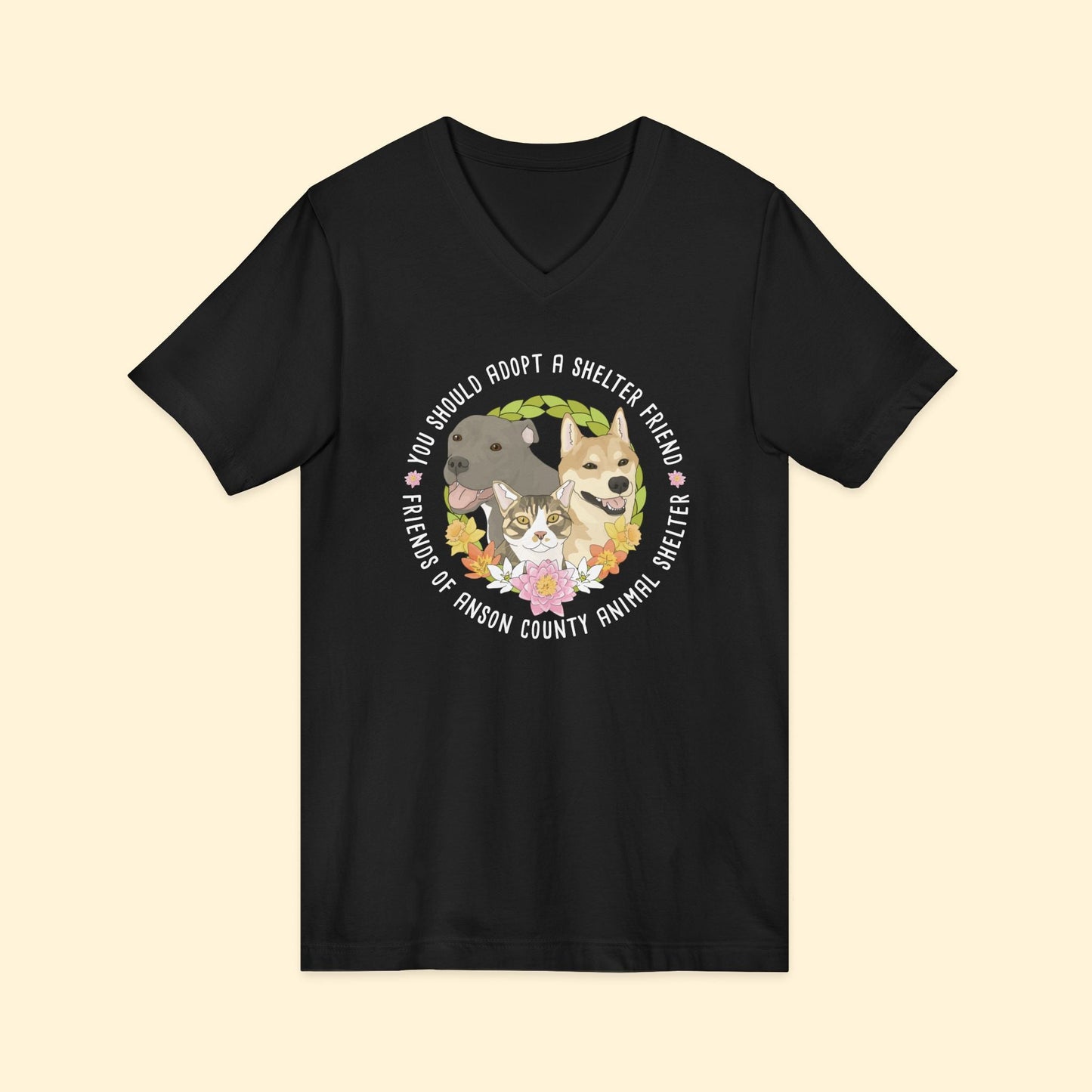 Unisex V - Neck Tee | FUNDRAISER | Friends of Anson County Animal Shelter | Spring - Detezi Designs - 30080174876246568671