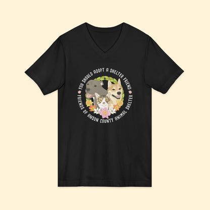 Unisex V - Neck Tee | FUNDRAISER | Friends of Anson County Animal Shelter | Spring - Detezi Designs - 30080174876246568671