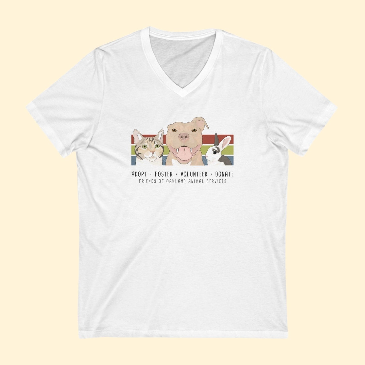 Unisex V - Neck Tee | FUNDRAISER | Friends of Oakland Animal Services - Detezi Designs - 11932117404097278071