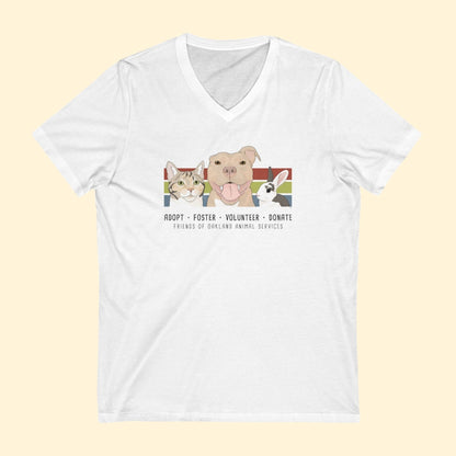 Unisex V - Neck Tee | FUNDRAISER | Friends of Oakland Animal Services - Detezi Designs - 11932117404097278071
