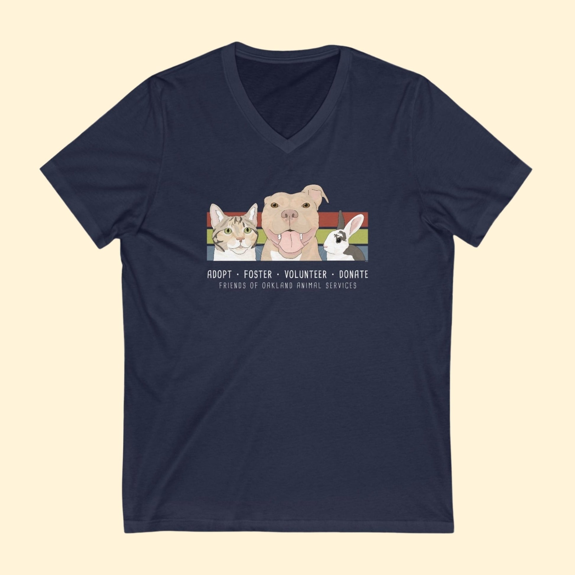 Unisex V - Neck Tee | FUNDRAISER | Friends of Oakland Animal Services - Detezi Designs - 25885233586005574496