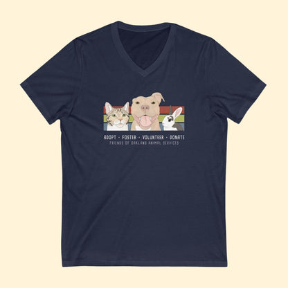 Unisex V - Neck Tee | FUNDRAISER | Friends of Oakland Animal Services - Detezi Designs - 25885233586005574496