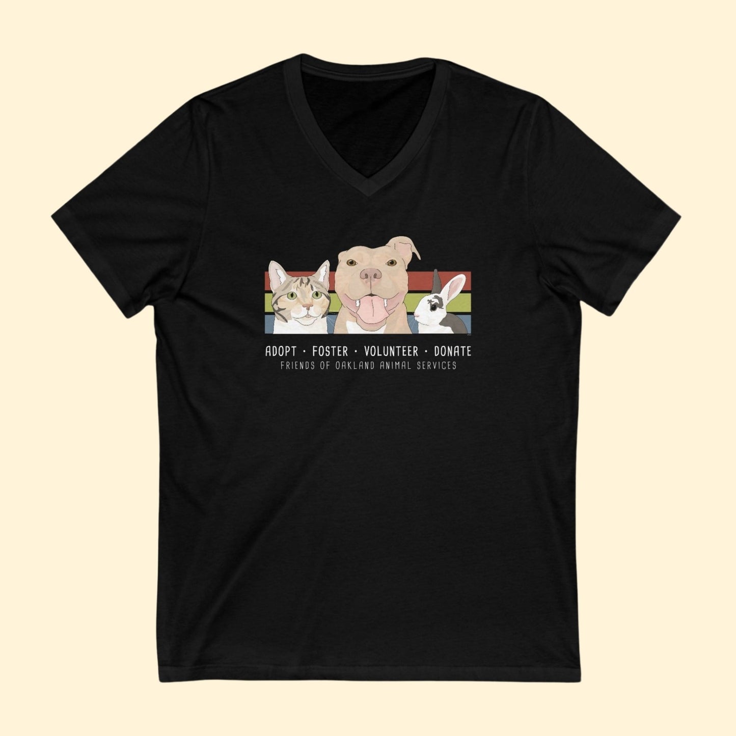 Unisex V - Neck Tee | FUNDRAISER | Friends of Oakland Animal Services - Detezi Designs - 27073400711793142229