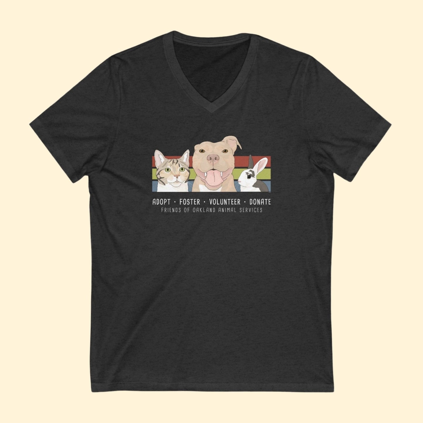 Unisex V - Neck Tee | FUNDRAISER | Friends of Oakland Animal Services - Detezi Designs - 32932146165789899032