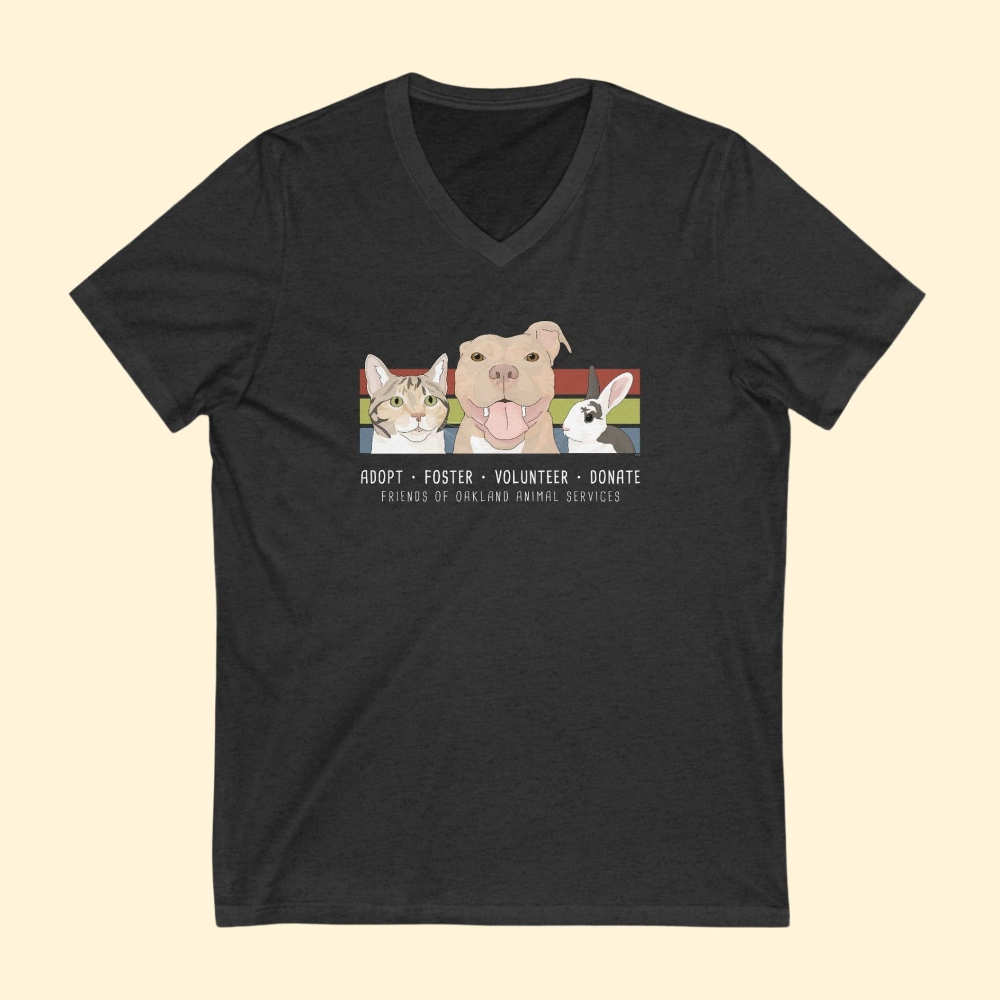 Unisex V - Neck Tee | FUNDRAISER | Friends of Oakland Animal Services - Detezi Designs - 32932146165789899032