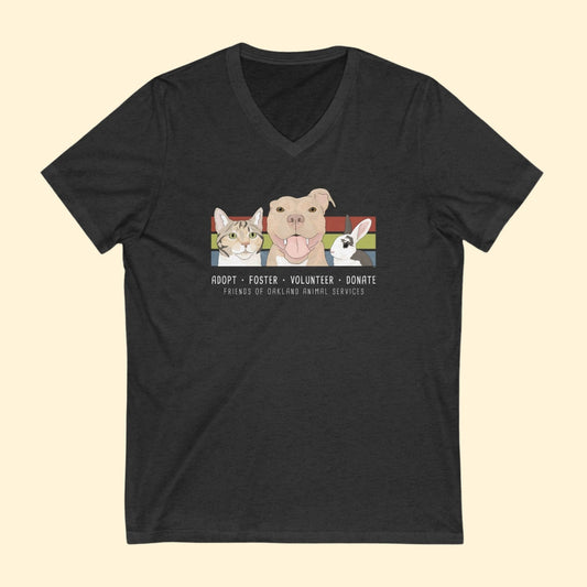 Unisex V - Neck Tee | FUNDRAISER | Friends of Oakland Animal Services - Detezi Designs - 32932146165789899032