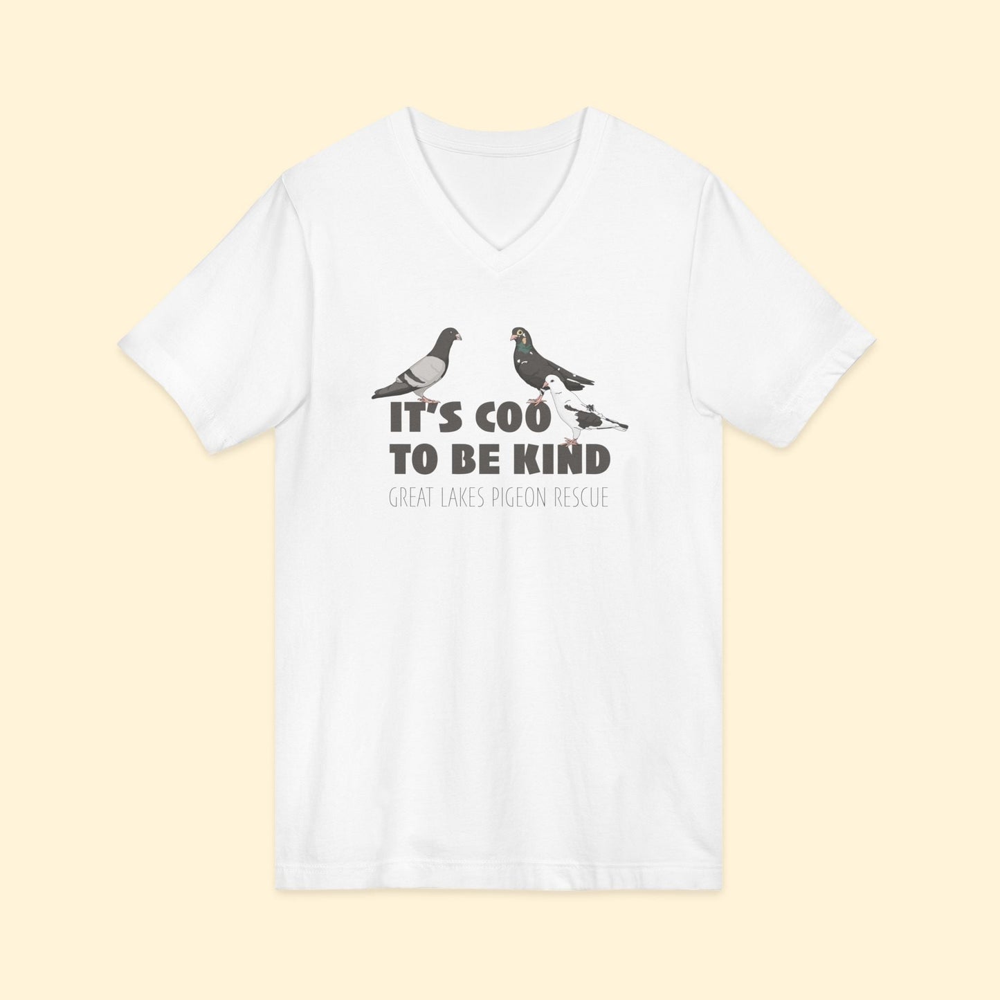 Unisex V - Neck Tee | FUNDRAISER | Great Lakes Pigeon Rescue - Detezi Designs - 26861045333951114006