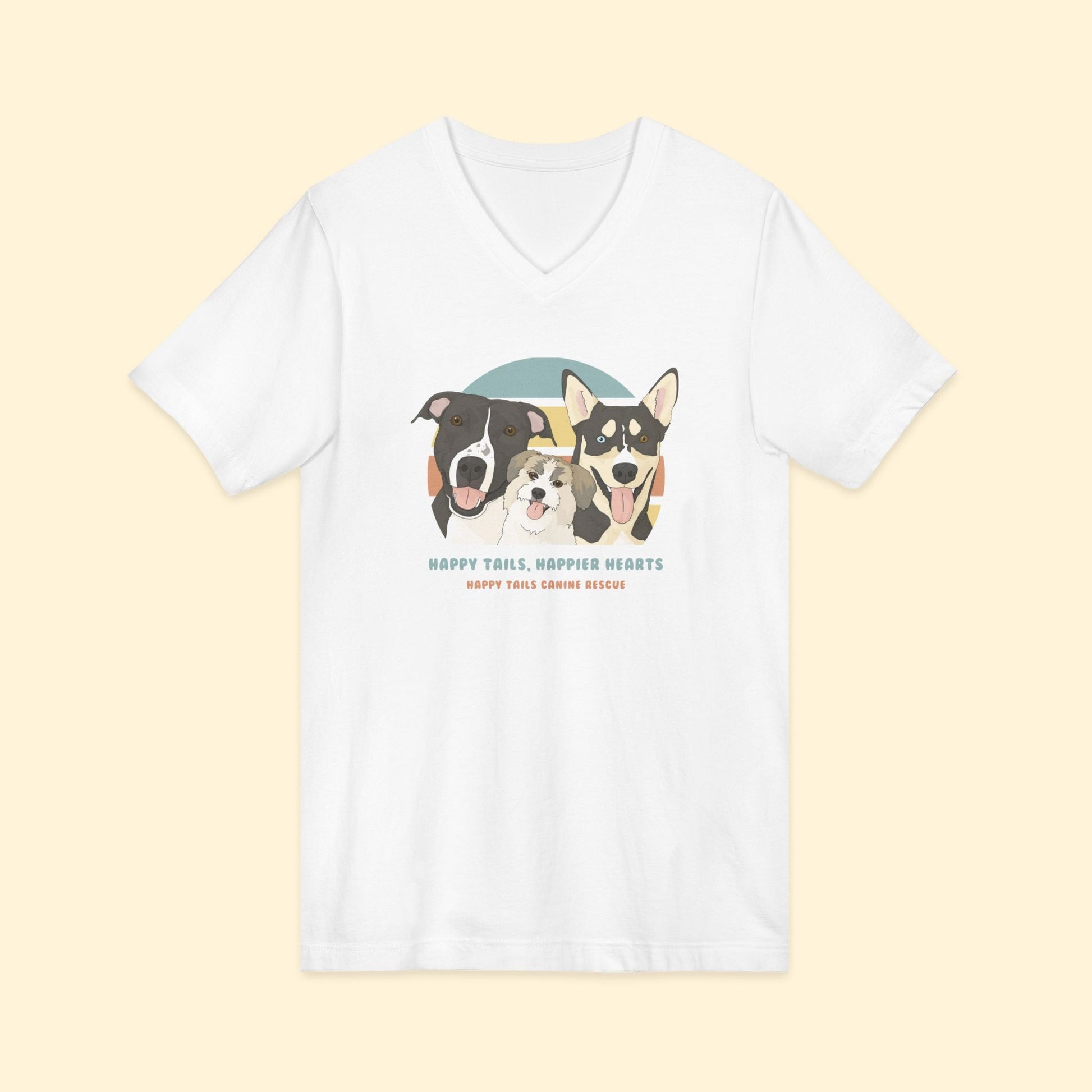 Unisex V-Neck Tee | FUNDRAISER | Happy Tails Canine Rescue - Detezi Designs-17417680523656503054