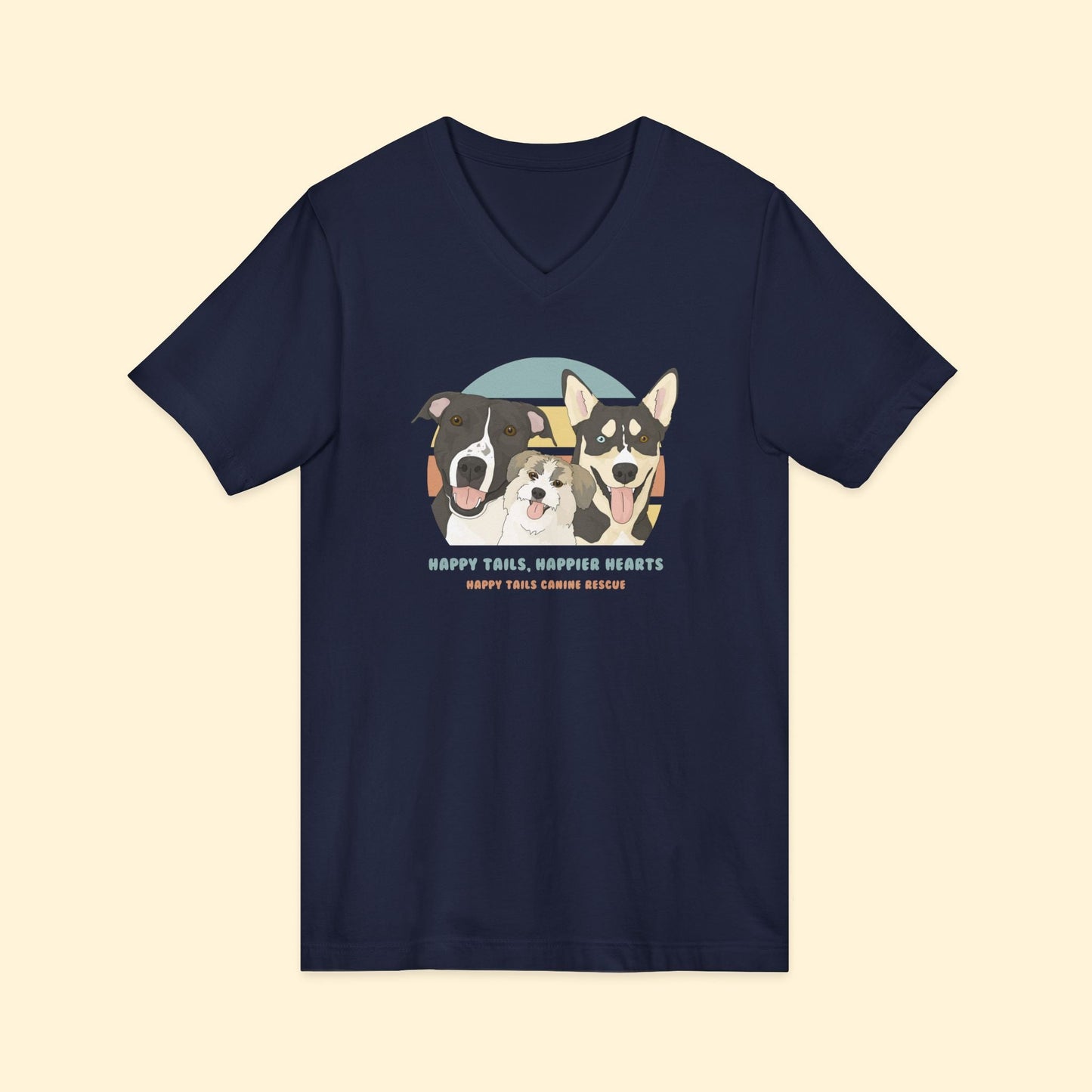 Unisex V-Neck Tee | FUNDRAISER | Happy Tails Canine Rescue - Detezi Designs-19630411674268267057