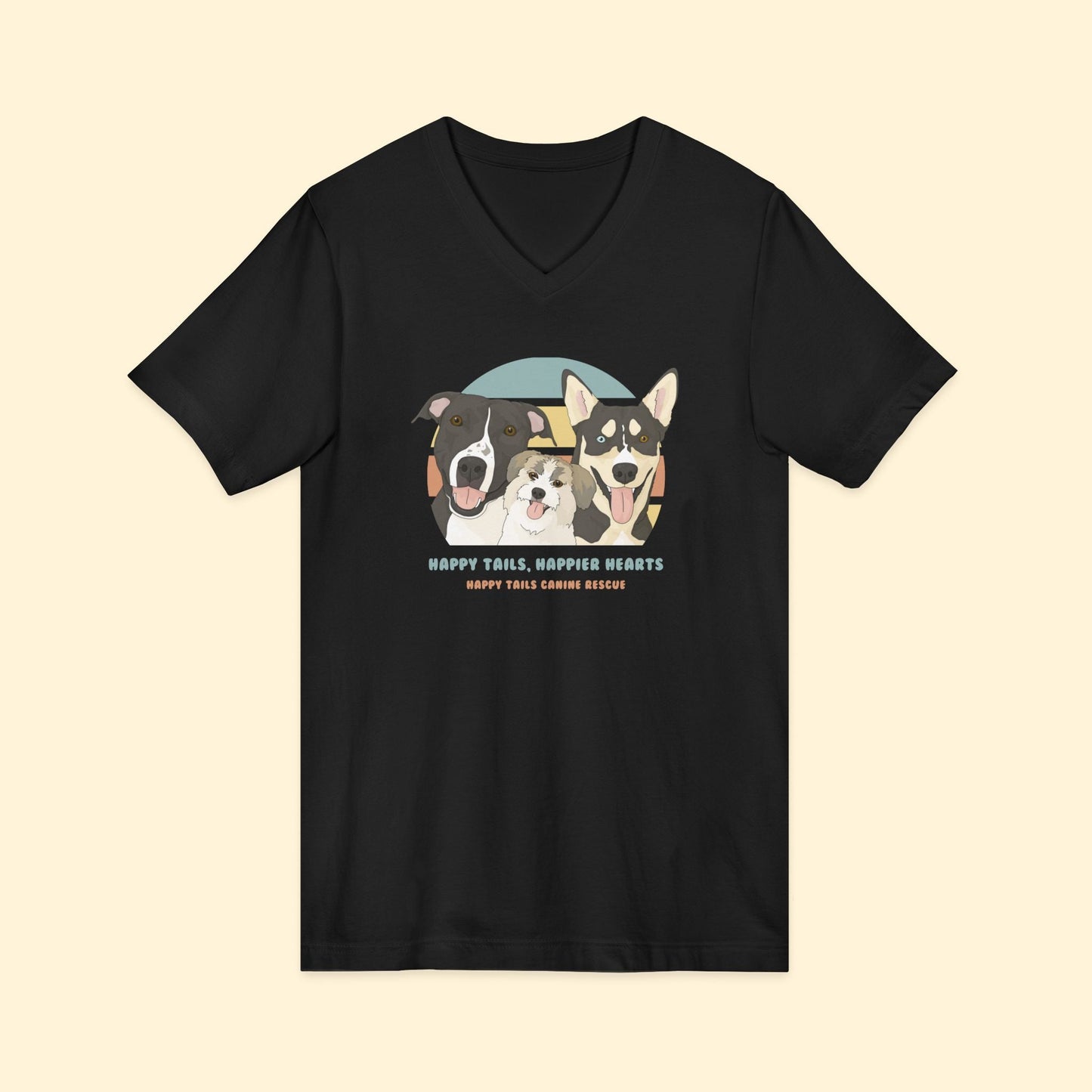 Unisex V-Neck Tee | FUNDRAISER | Happy Tails Canine Rescue - Detezi Designs-43268483466860577417