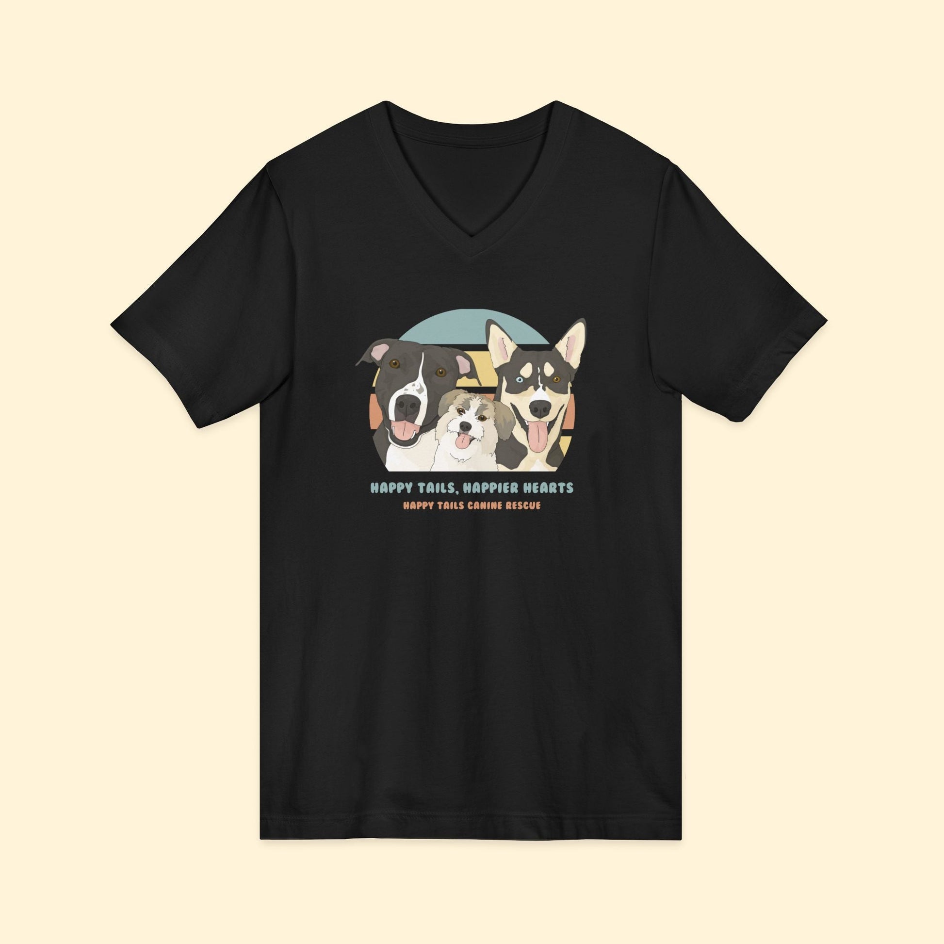 Unisex V-Neck Tee | FUNDRAISER | Happy Tails Canine Rescue - Detezi Designs-43268483466860577417