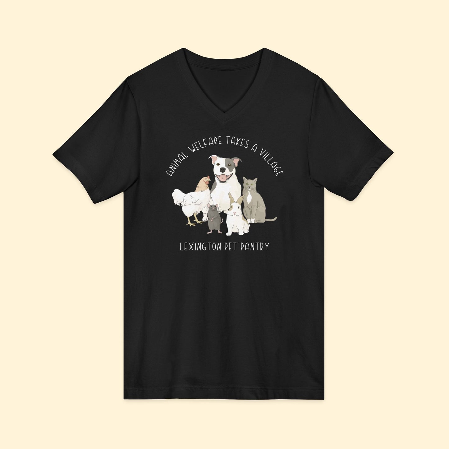 Unisex V - Neck Tee | FUNDRAISER | Lexington Pet Pantry | It Takes A Village - Detezi Designs - 26163236934462549864
