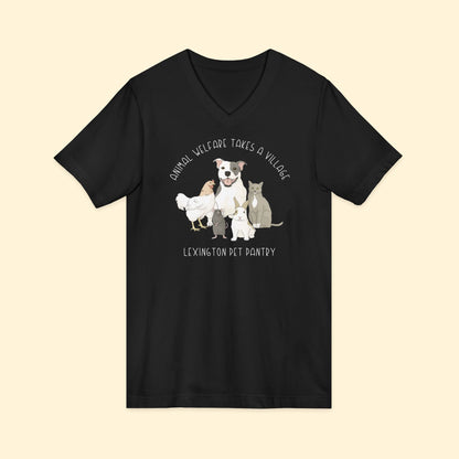 Unisex V - Neck Tee | FUNDRAISER | Lexington Pet Pantry | It Takes A Village - Detezi Designs - 26163236934462549864