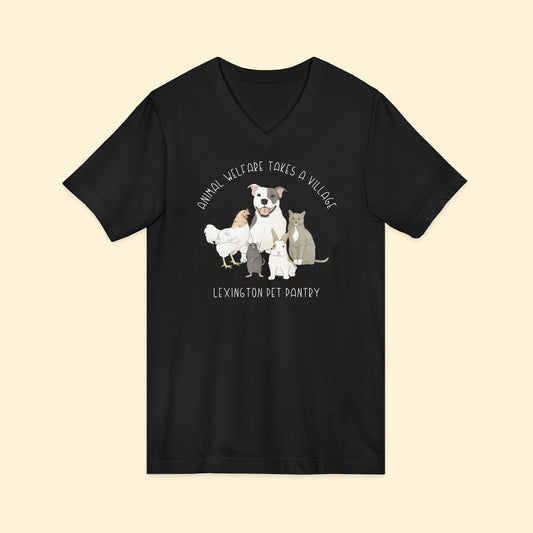 Unisex V - Neck Tee | FUNDRAISER | Lexington Pet Pantry | It Takes A Village - Detezi Designs - 26163236934462549864