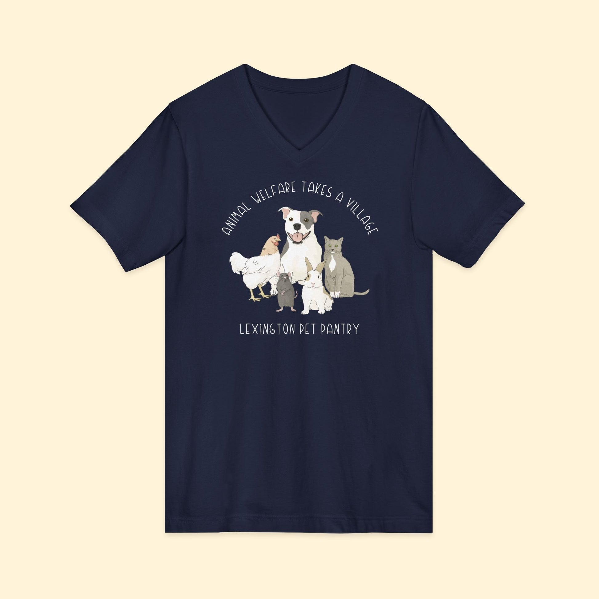 Unisex V - Neck Tee | FUNDRAISER | Lexington Pet Pantry | It Takes A Village - Detezi Designs - 26723343033307432980