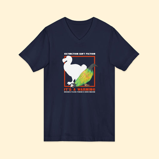 Unisex V - Neck Tee | FUNDRAISER | Moose's Flock | Extinction is a Warning - Detezi Designs - 10614995085790337937