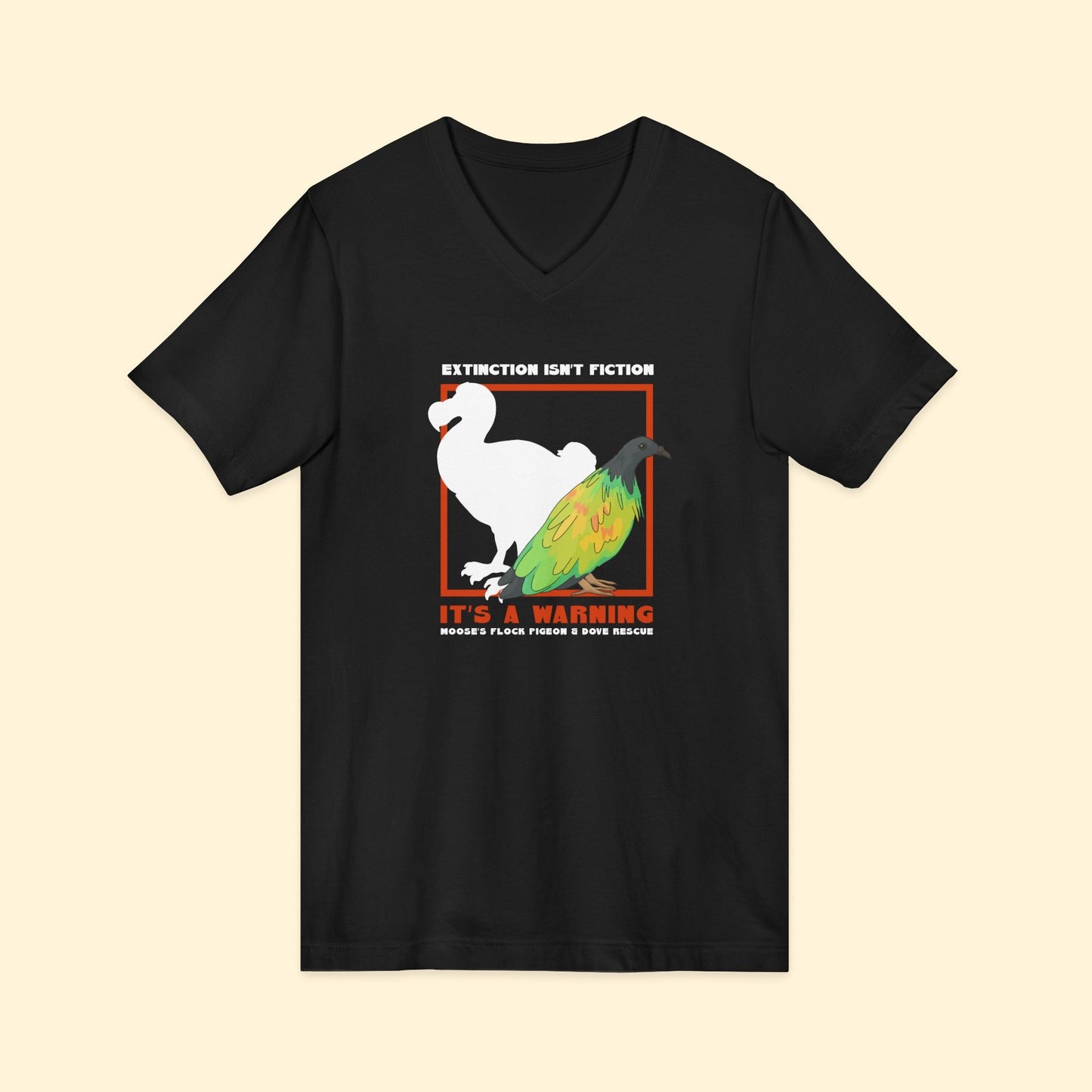 Unisex V - Neck Tee | FUNDRAISER | Moose's Flock | Extinction is a Warning - Detezi Designs - 21734456621993177431