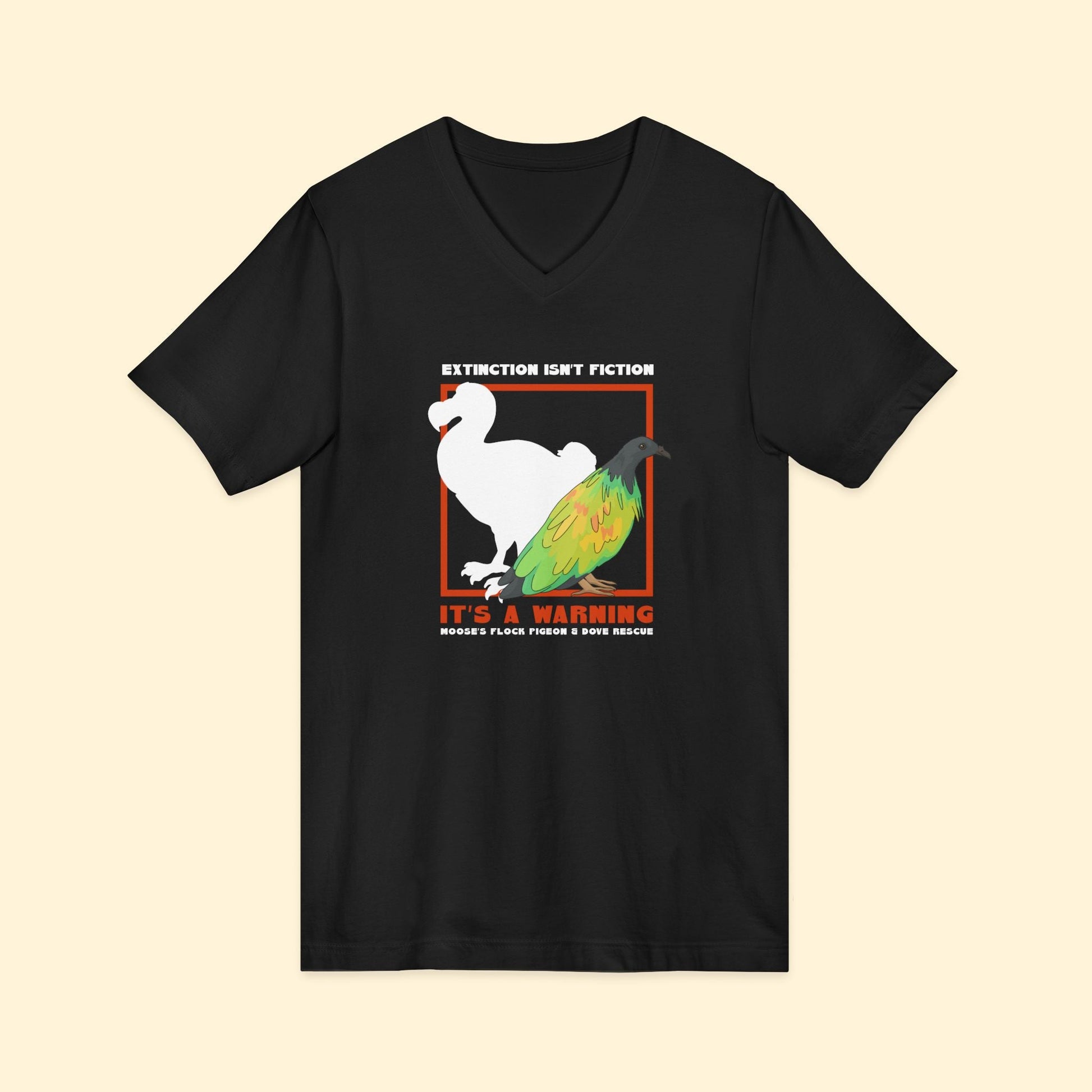 Unisex V - Neck Tee | FUNDRAISER | Moose's Flock | Extinction is a Warning - Detezi Designs - 21734456621993177431