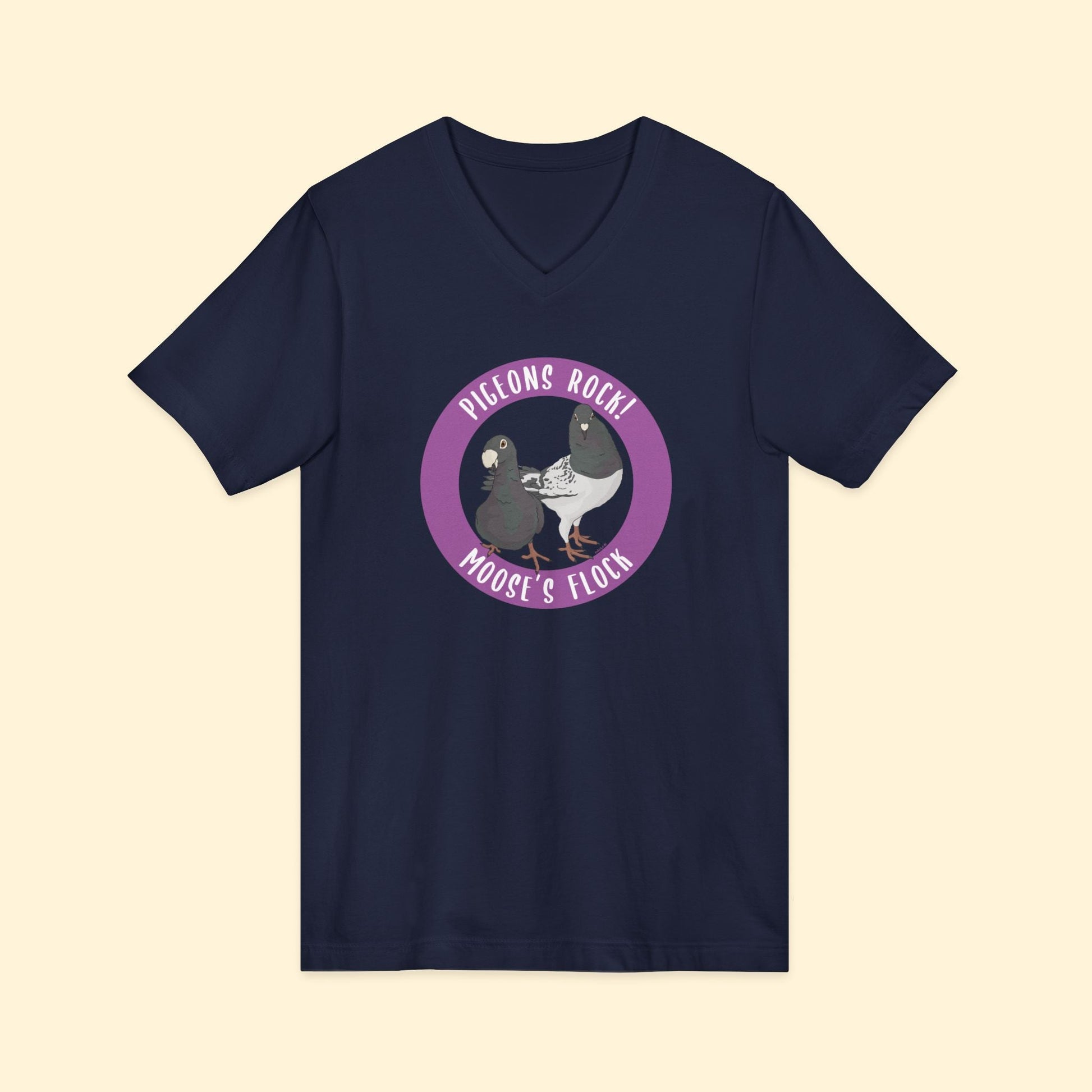 Unisex V - Neck Tee | FUNDRAISER | Moose's Flock | Pigeons Rock - Detezi Designs - 10926277297194162083