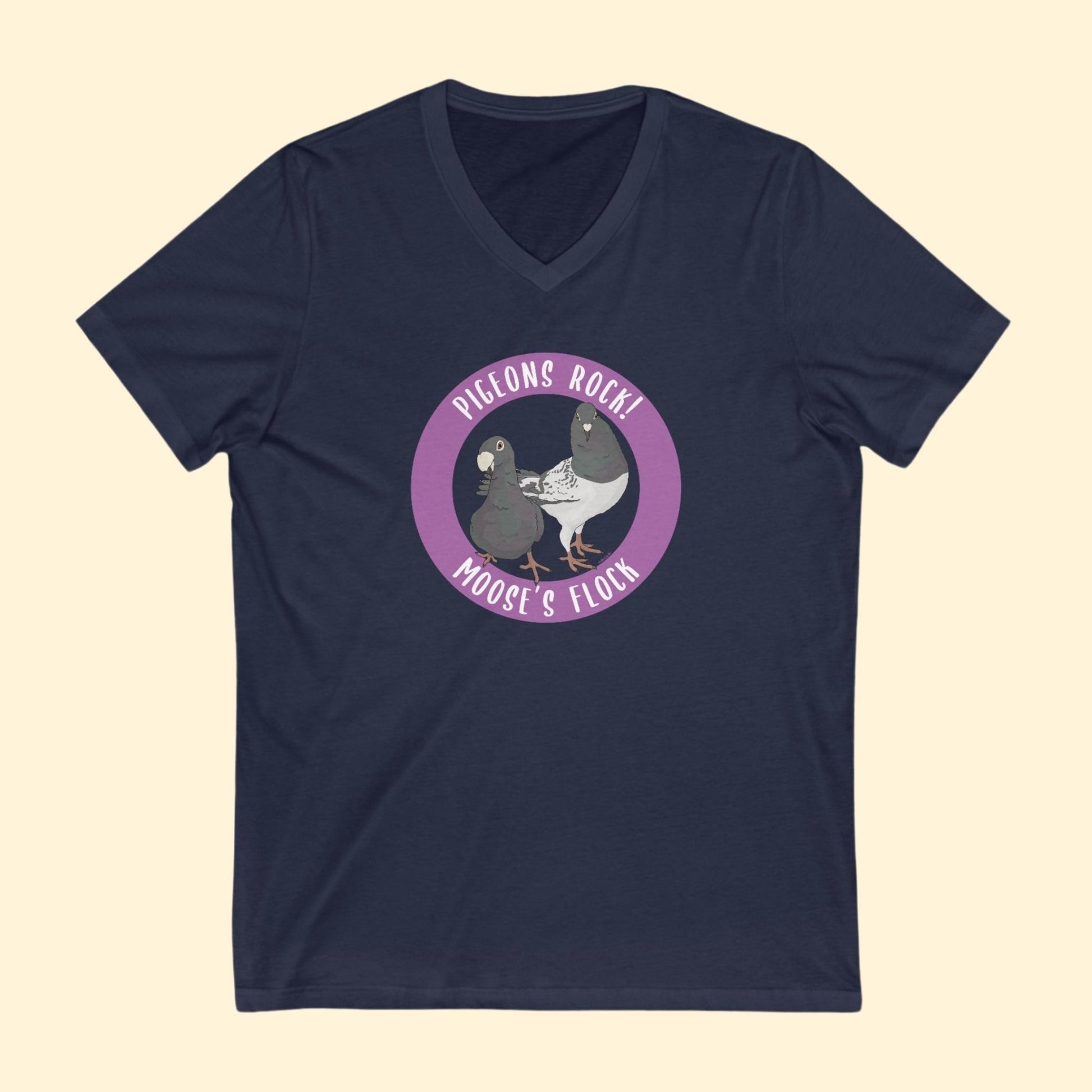 Unisex V - Neck Tee | FUNDRAISER | Moose's Flock | Pigeons Rock - Detezi Designs - 10926277297194162083
