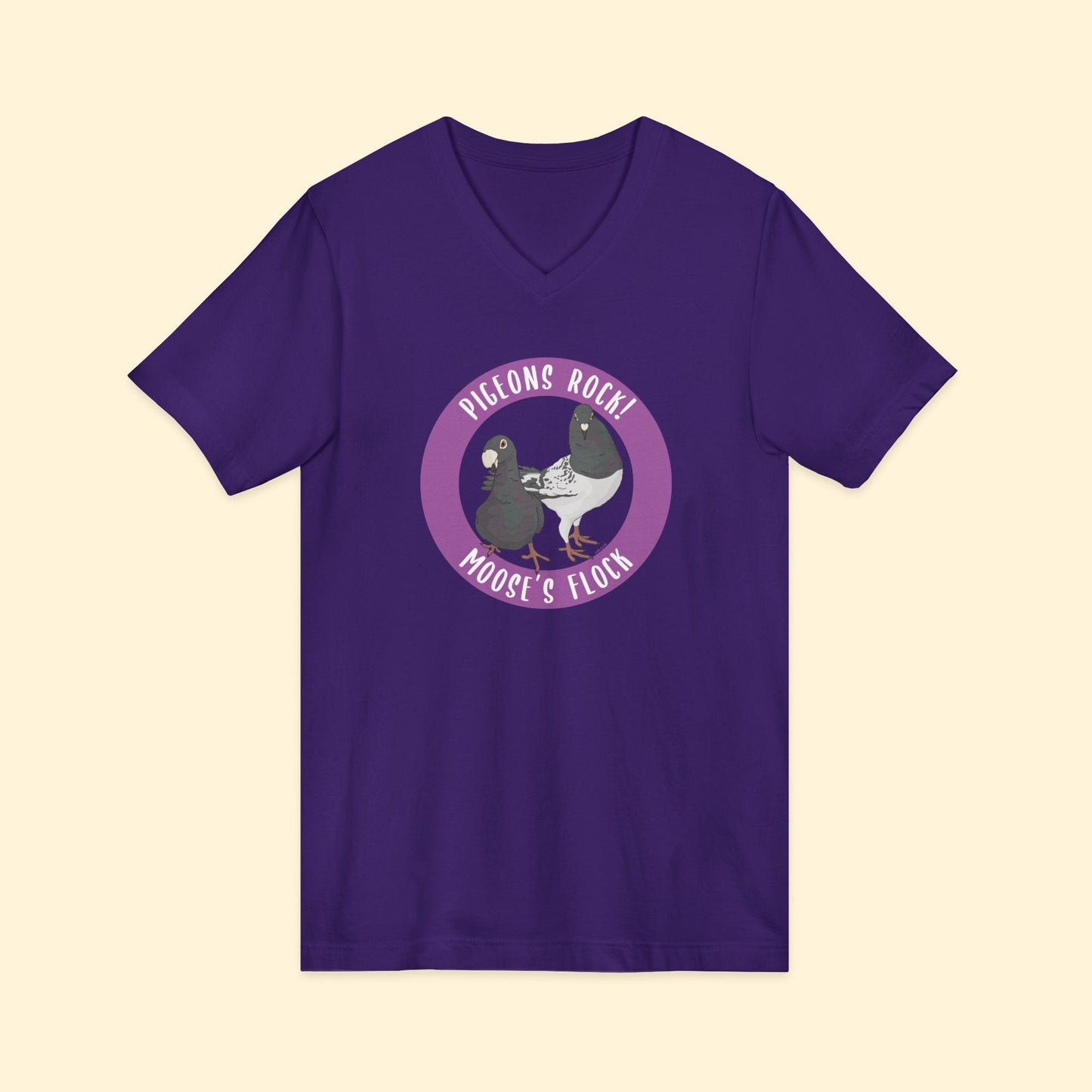 Unisex V - Neck Tee | FUNDRAISER | Moose's Flock | Pigeons Rock - Detezi Designs - 20191678226667326159
