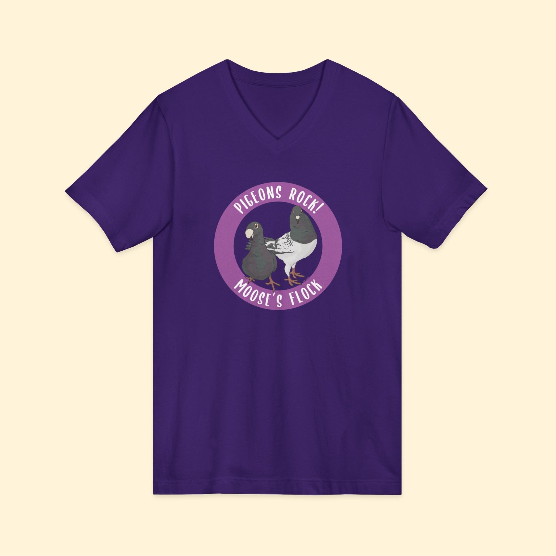 Unisex V - Neck Tee | FUNDRAISER | Moose's Flock | Pigeons Rock - Detezi Designs - 20191678226667326159