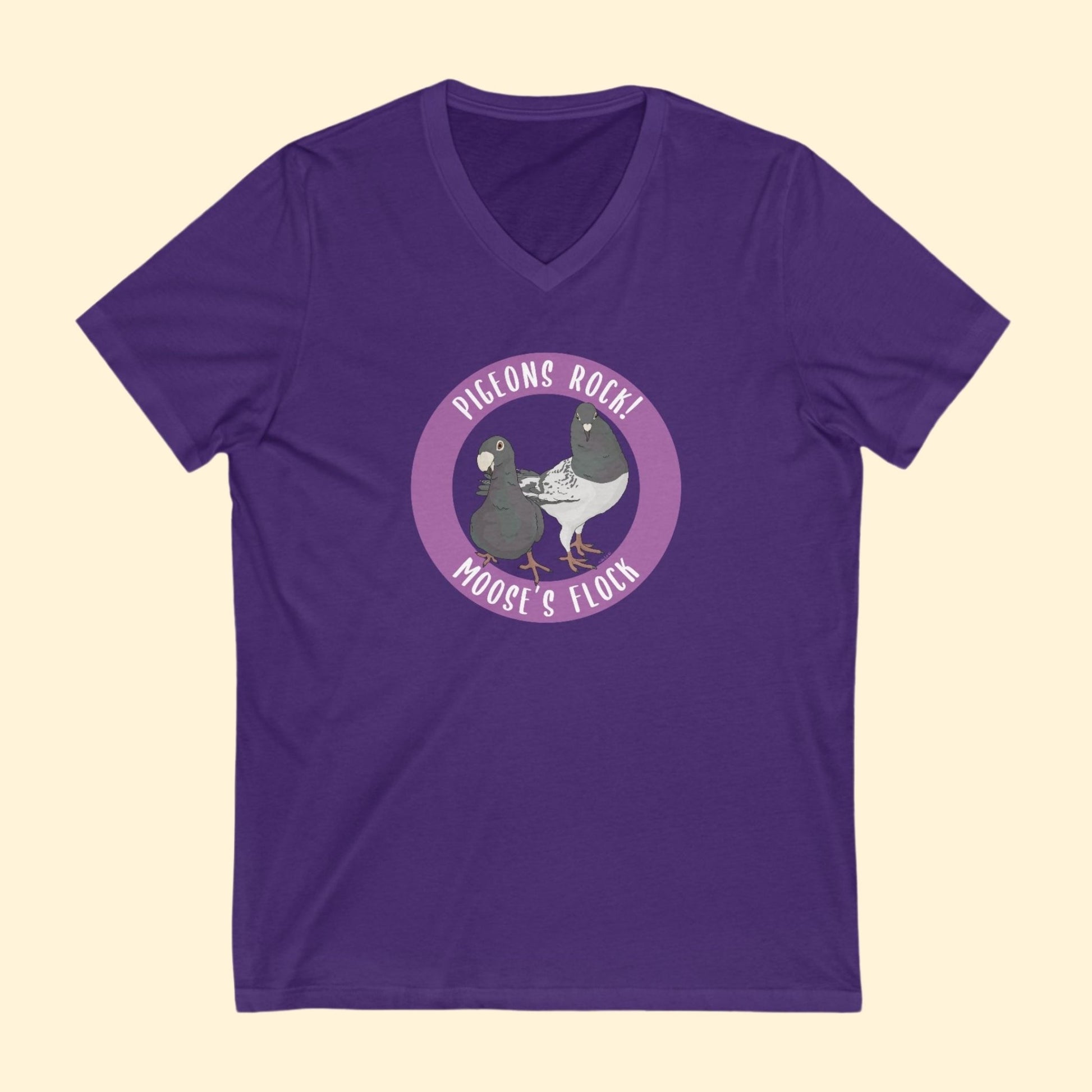 Unisex V - Neck Tee | FUNDRAISER | Moose's Flock | Pigeons Rock - Detezi Designs - 20191678226667326159