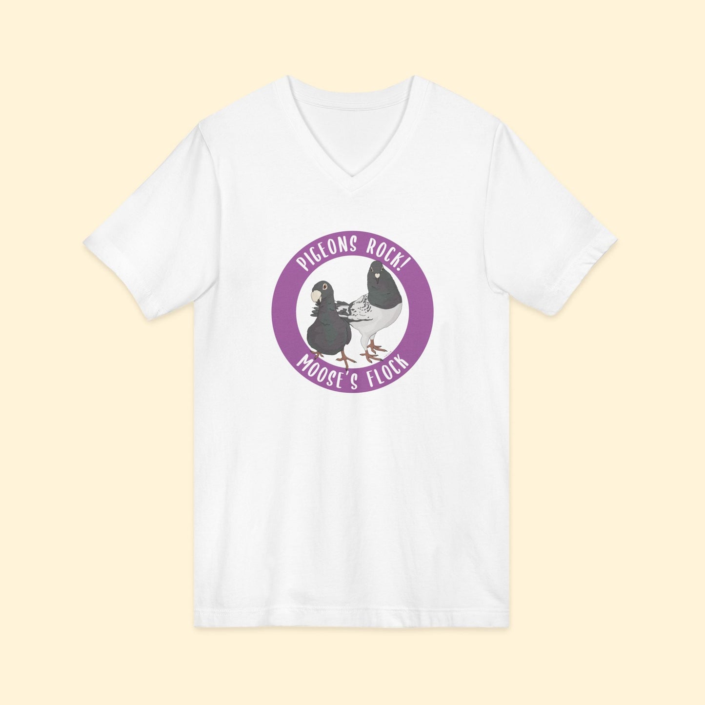Unisex V - Neck Tee | FUNDRAISER | Moose's Flock | Pigeons Rock - Detezi Designs - 23979205551941492463