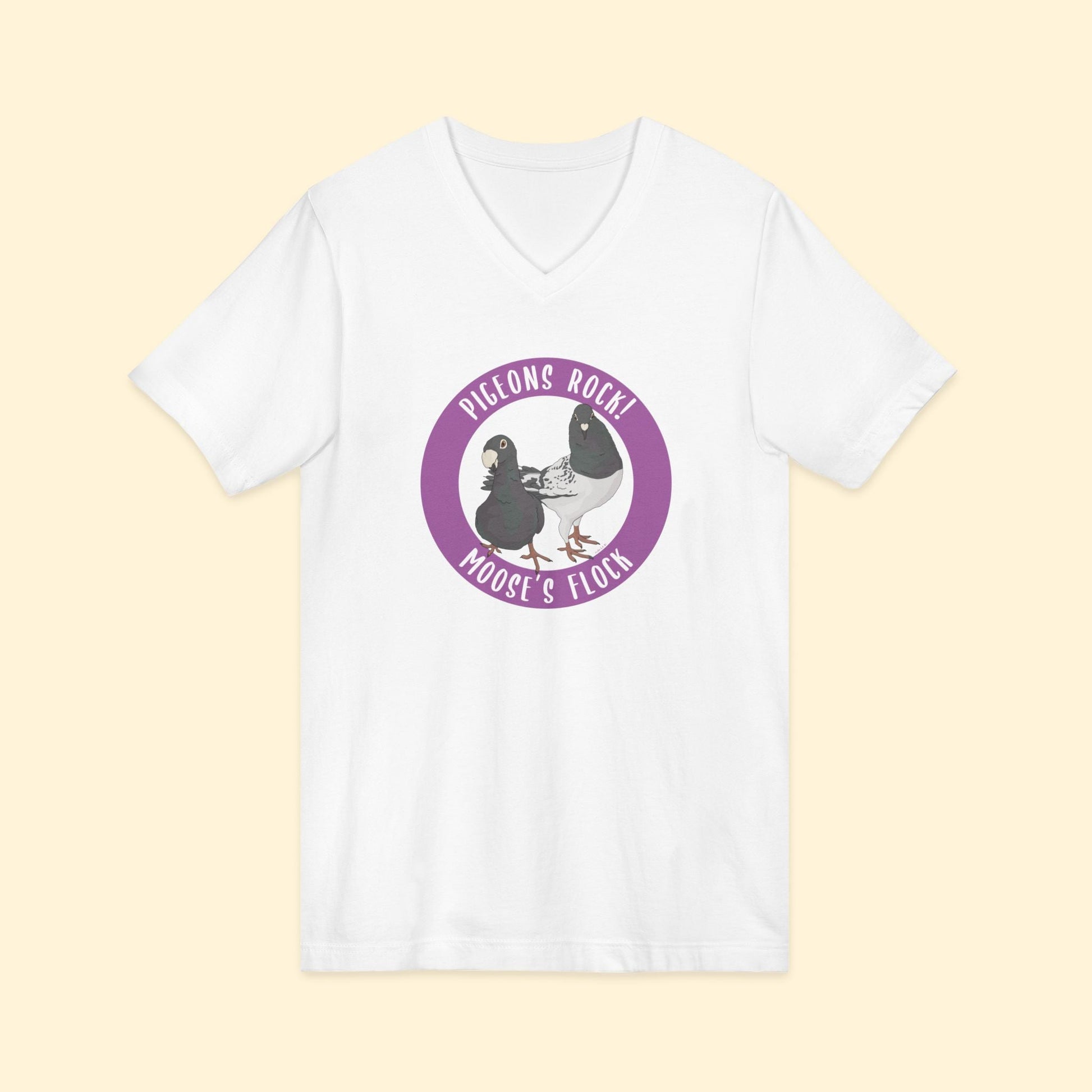 Unisex V - Neck Tee | FUNDRAISER | Moose's Flock | Pigeons Rock - Detezi Designs - 23979205551941492463