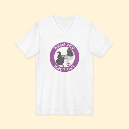 Unisex V - Neck Tee | FUNDRAISER | Moose's Flock | Pigeons Rock - Detezi Designs - 23979205551941492463