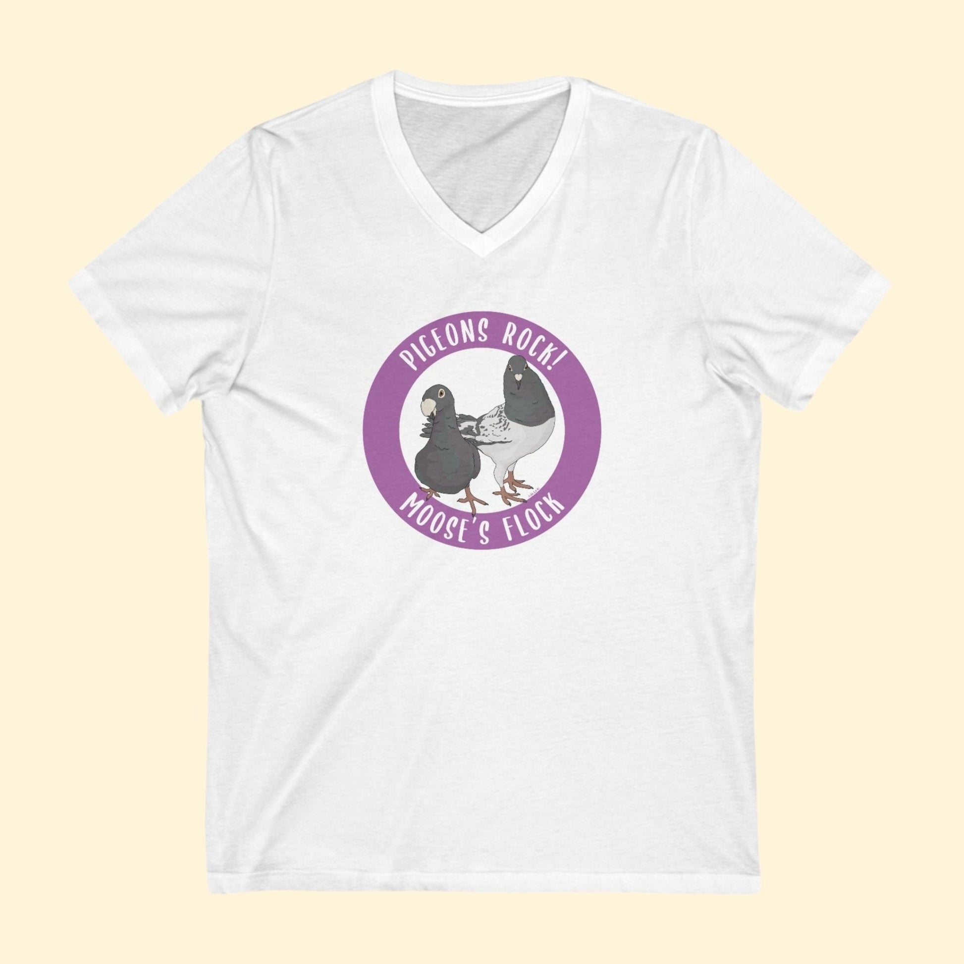 Unisex V - Neck Tee | FUNDRAISER | Moose's Flock | Pigeons Rock - Detezi Designs - 23979205551941492463