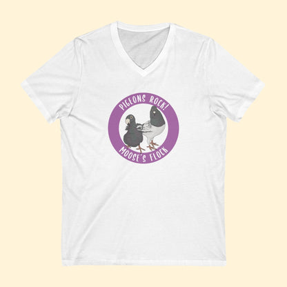Unisex V - Neck Tee | FUNDRAISER | Moose's Flock | Pigeons Rock - Detezi Designs - 23979205551941492463