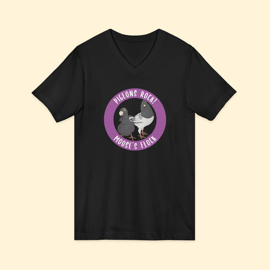 Unisex V - Neck Tee | FUNDRAISER | Moose's Flock | Pigeons Rock - Detezi Designs - 92877789815133286707