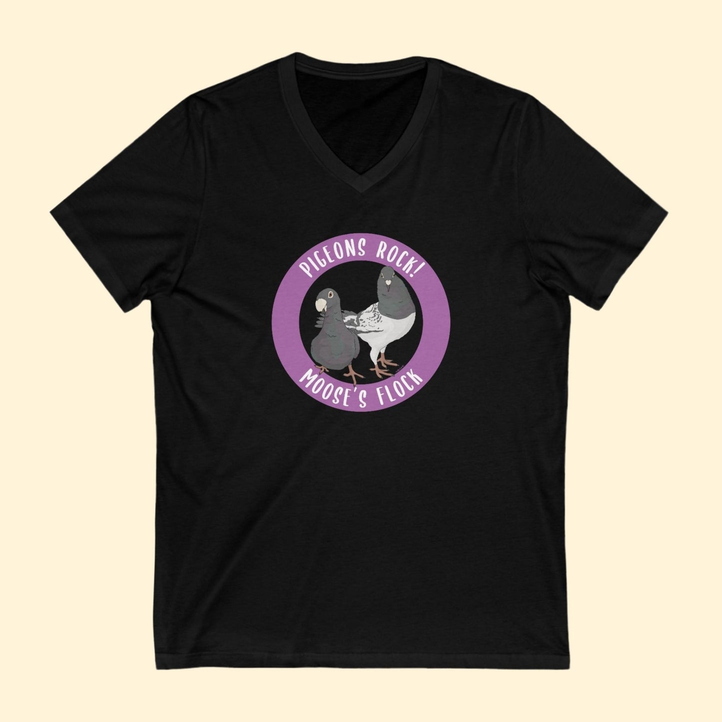 Unisex V - Neck Tee | FUNDRAISER | Moose's Flock | Pigeons Rock - Detezi Designs - 92877789815133286707