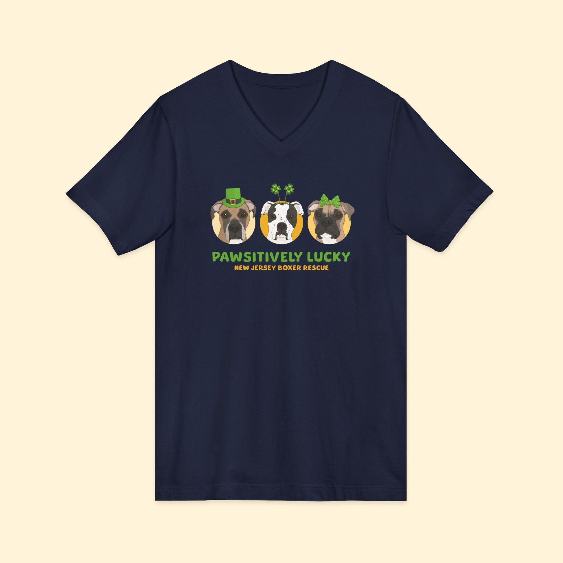 Unisex V - Neck Tee | FUNDRAISER | New Jersey Boxer Rescue | St. Patrick's Day - Detezi Designs - 12527423207245115009